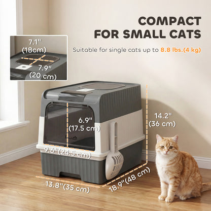 Enclosed Cat Litter Box with Lid and Drawer