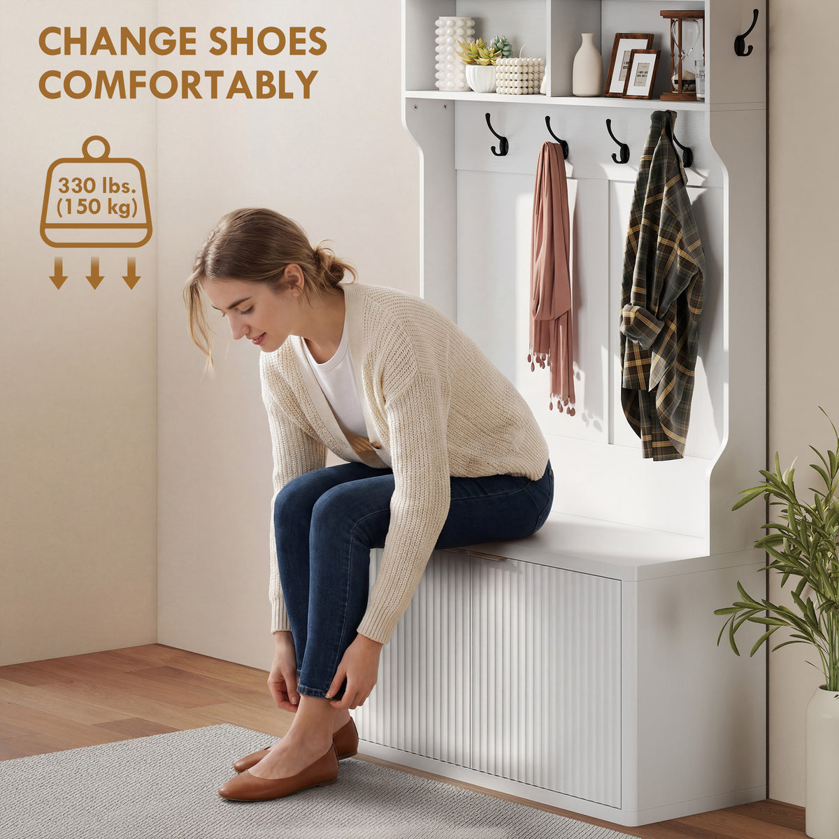 Mueble de entrada 4 en 1 con zapatero