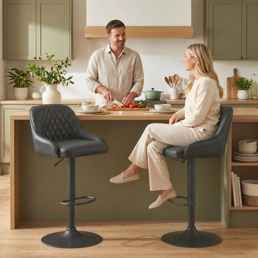 Adjustable Swivel Bar Stools with Backrest — Set of 2