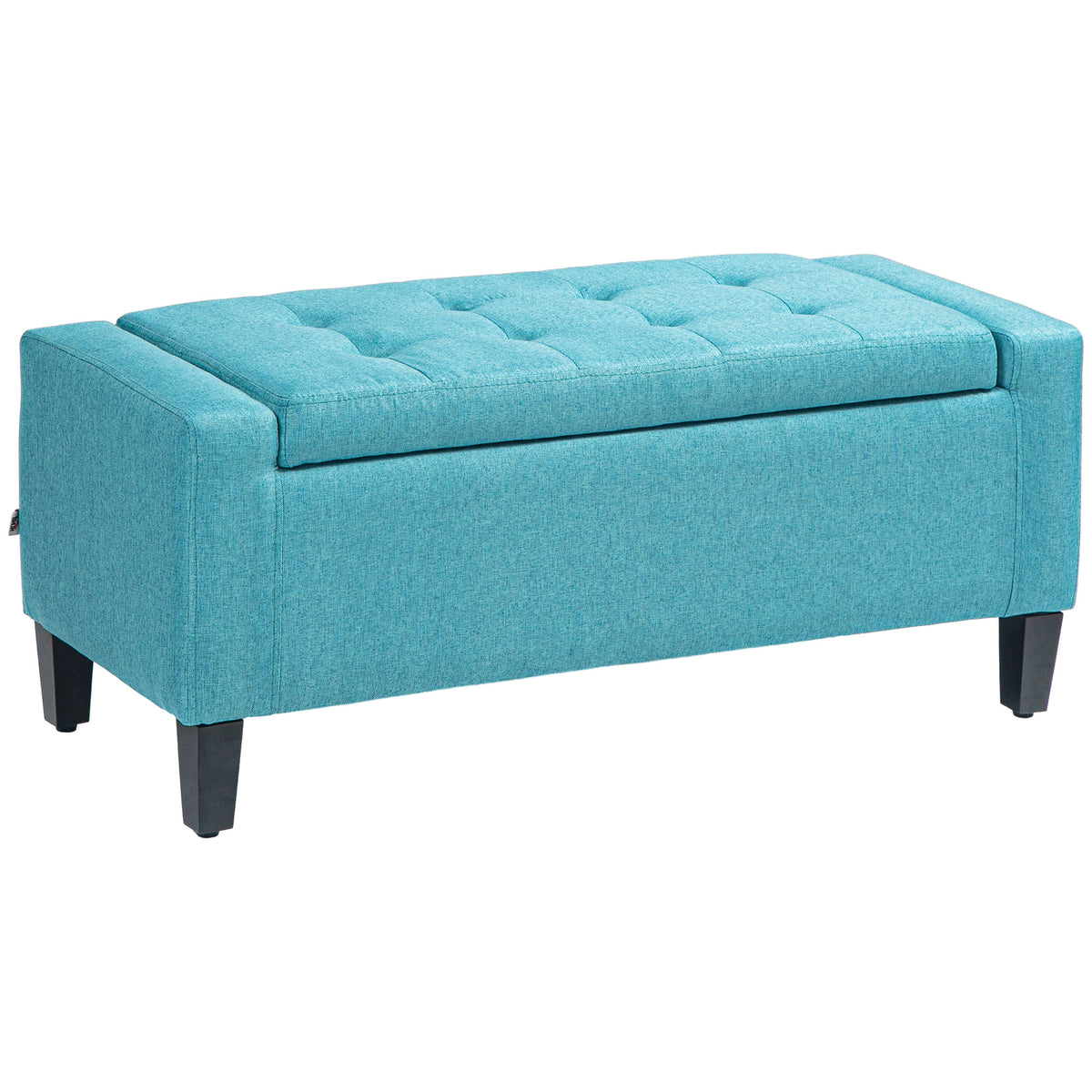 Tufted Linen Storage Ottoman Bench