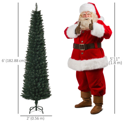 Pino de Navidad artificial delgado de 6 pies con base plegable