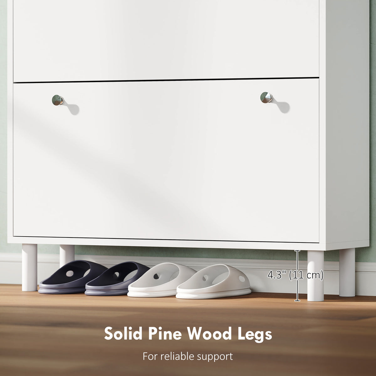 Narrow Shoe Cabinet 4 Flip Drawers — Holds 24–32 Pairs