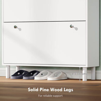 Narrow Shoe Cabinet 4 Flip Drawers — Holds 24–32 Pairs