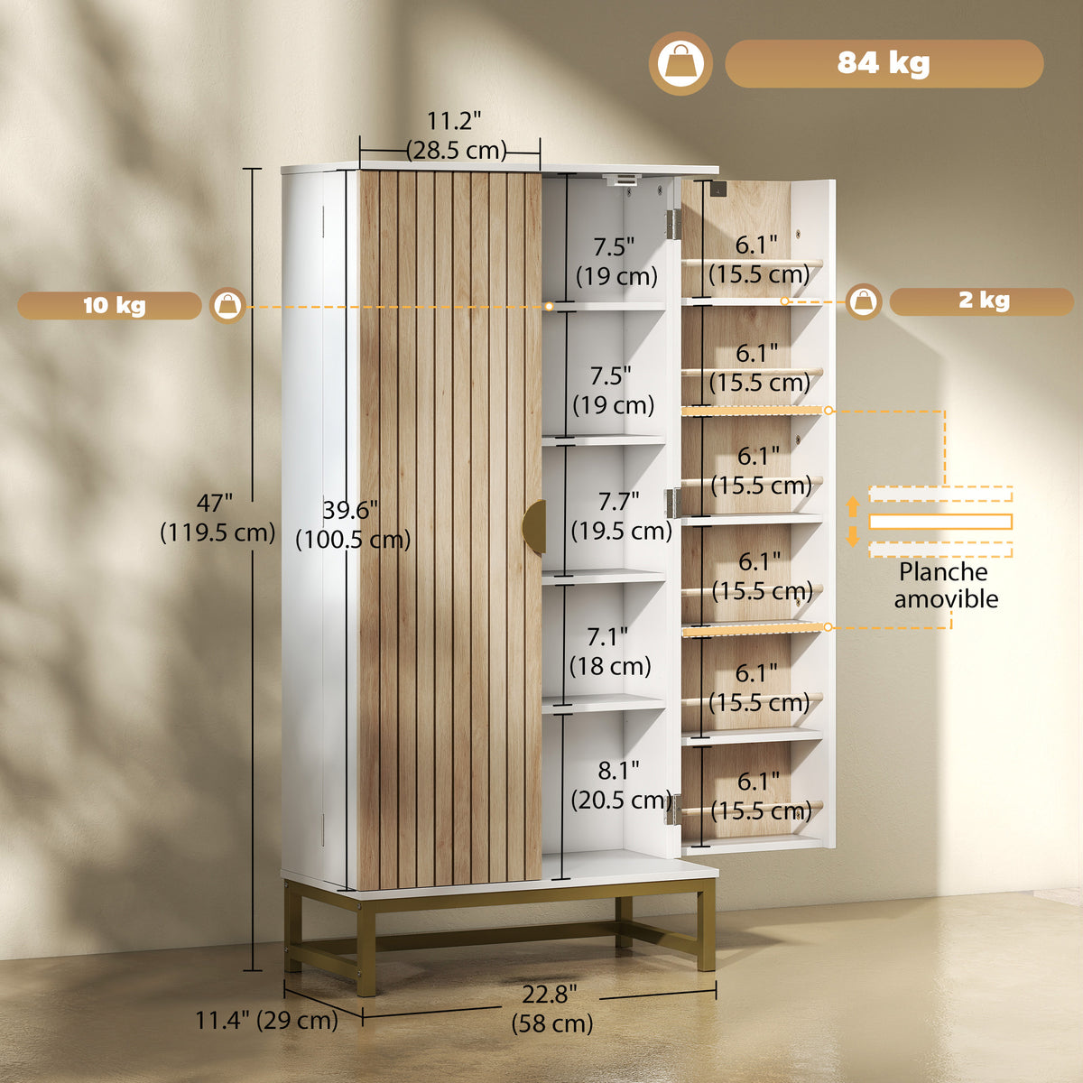 Freestanding Kitchen Pantry Cabinet 5 Adjustable Shelves