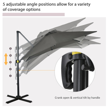 Sombrilla excentrada cuadrada de 245 cm con rotación de 360 grados