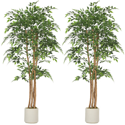 Artificial banyan tree realistic foliage — Set of 2