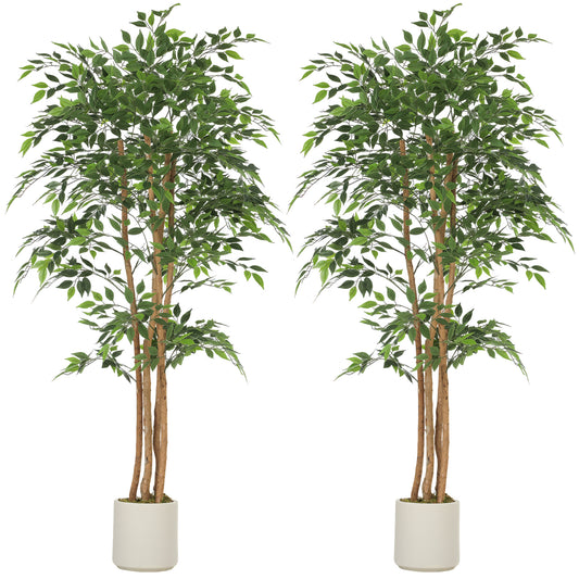 Artificial banyan tree realistic foliage — Set of 2