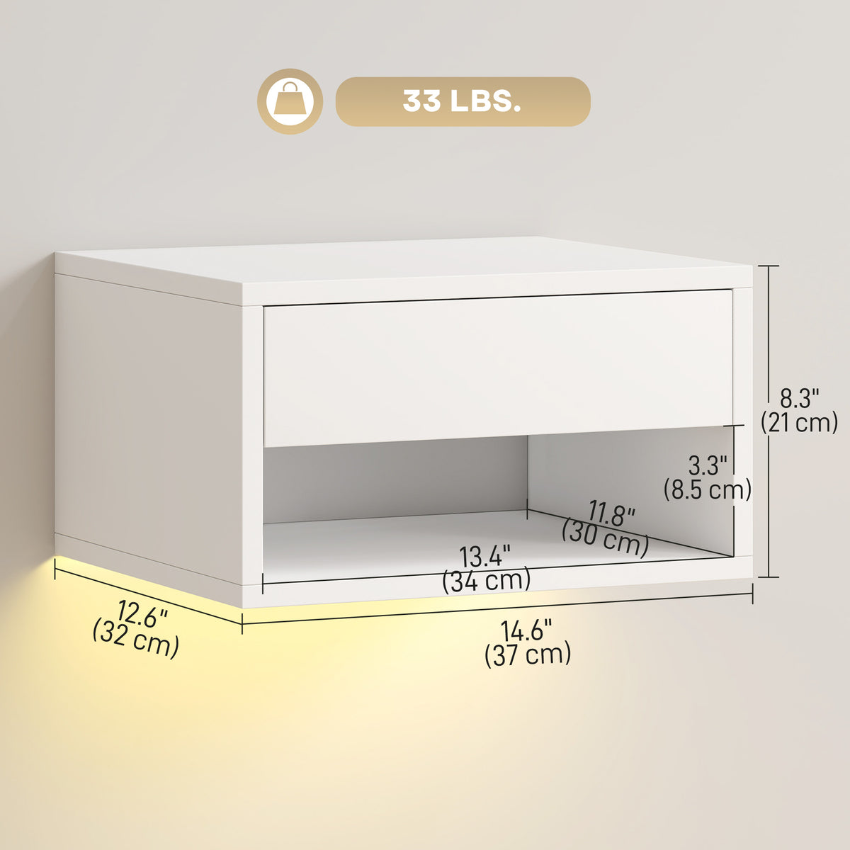 Floating smart LED bedside table — Set of 2