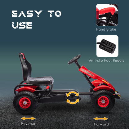 Pedal go kart for kids with handbrake