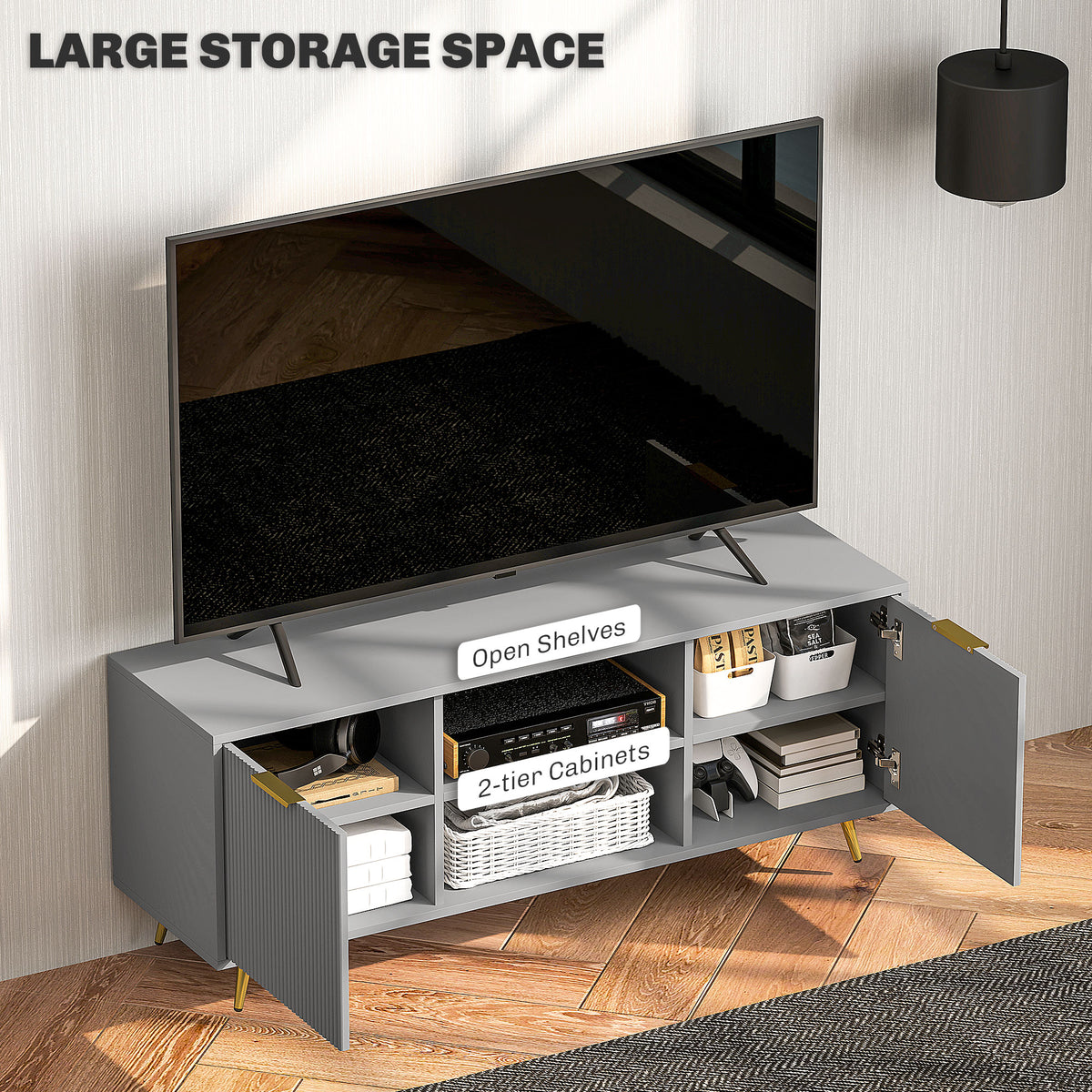 Mueble de TV moderno con almacenamiento para 55 pulgadas