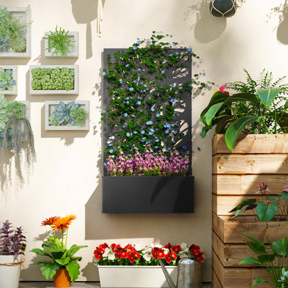 Metal Raised Garden Bed with Decorative Privacy Panel