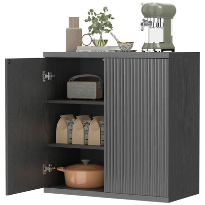 Sideboard Buffet Cabinet Fluted Push-to-Open Doors