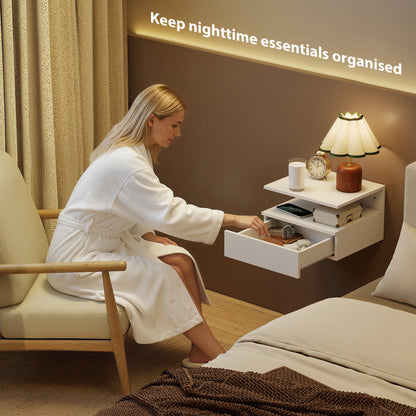 Floating Wall-Mounted Nightstand Set with Drawer — Set of 2