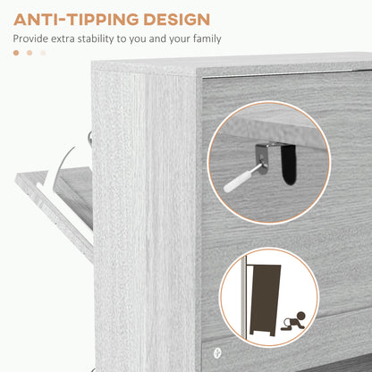 Narrow 3-tier flip drawer shoe storage cabinet