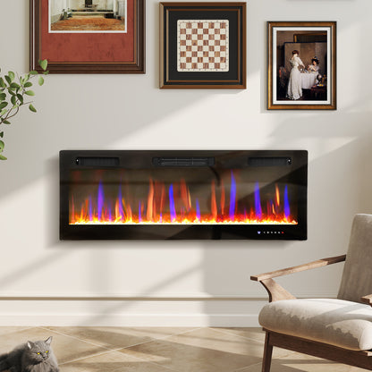 Thin wall mounted and freestanding electric fireplace