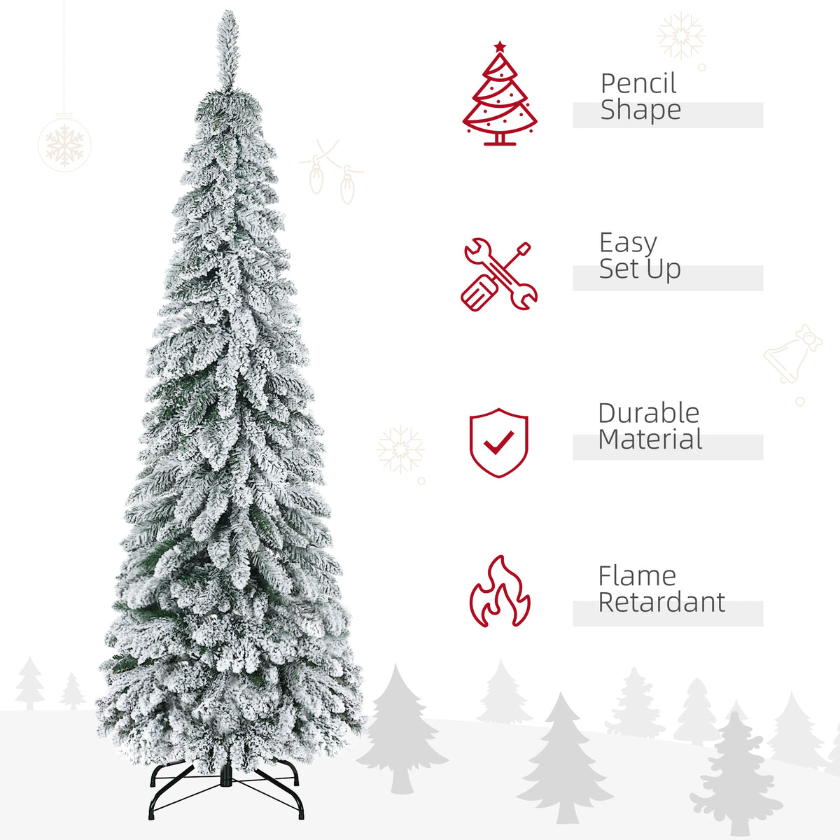 183 cm Artificial Slim Flocked Christmas Tree