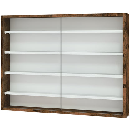 5-Shelf Wall Display Cabinet with 2 Glass Doors