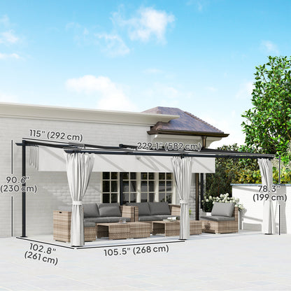 Retractable Metal Pergola with Side Curtains