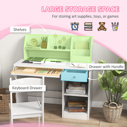 Kids Study Desk and Chair Set with Storage — Set of 2