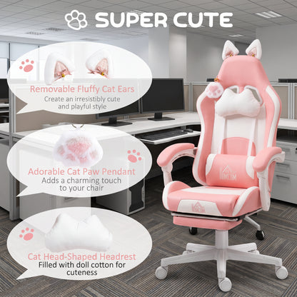 Cat style gaming chair with footrest
