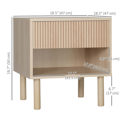 Nightstands with drawer and shelf set of 2