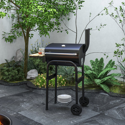 Charcoal BBQ with thermometer and wheels