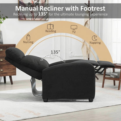 Manual reclining chair padded linen living room