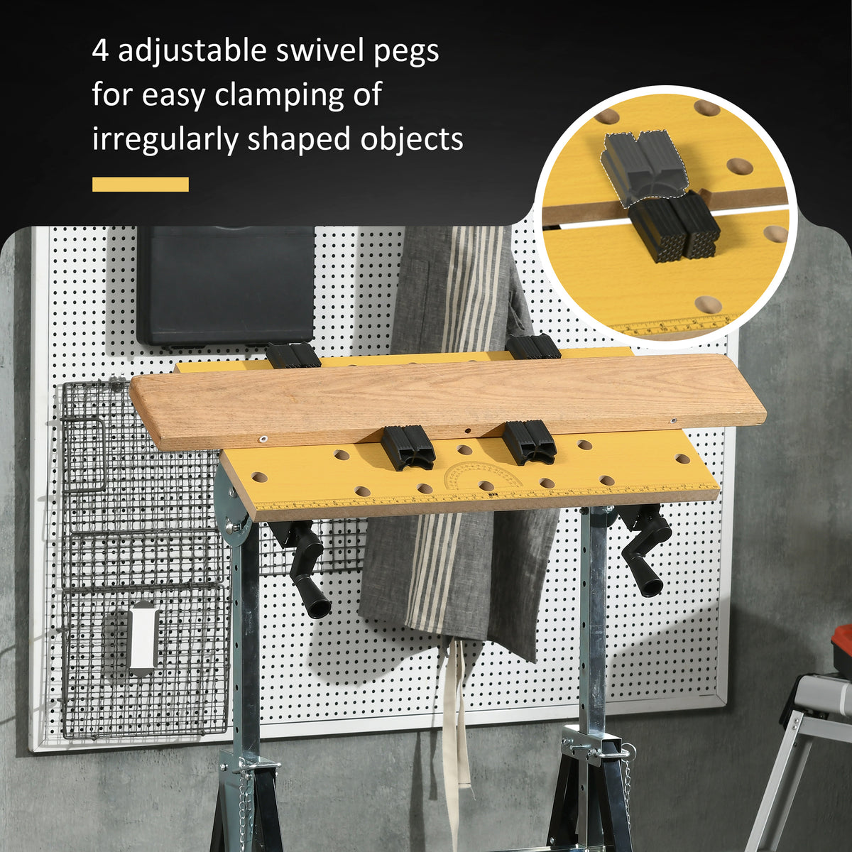 Adjustable Work Bench 6-Level Height Steel Frame