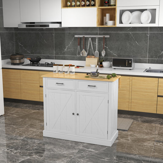 Rolling Kitchen Island with Adjustable Shelves