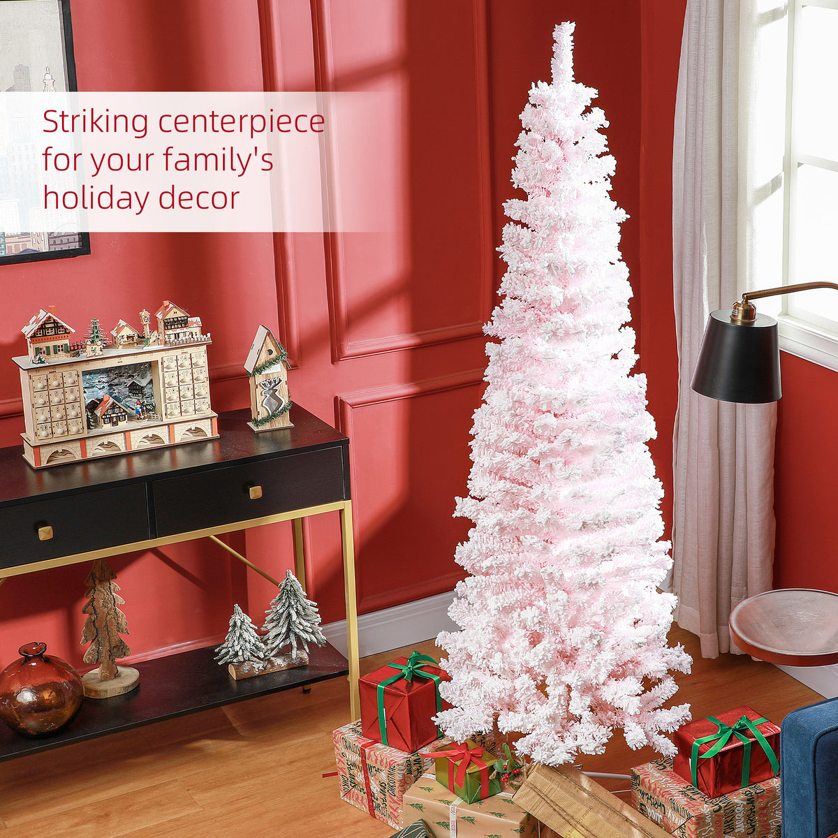 Árbol de Navidad lápiz nevado plegable 183 cm