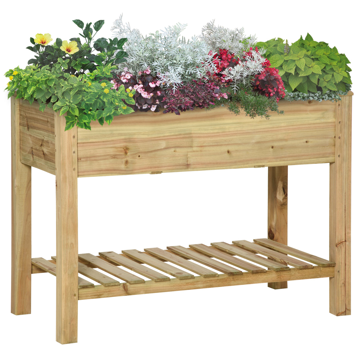 Raised Garden Bed with Storage Shelf 45" x 22"