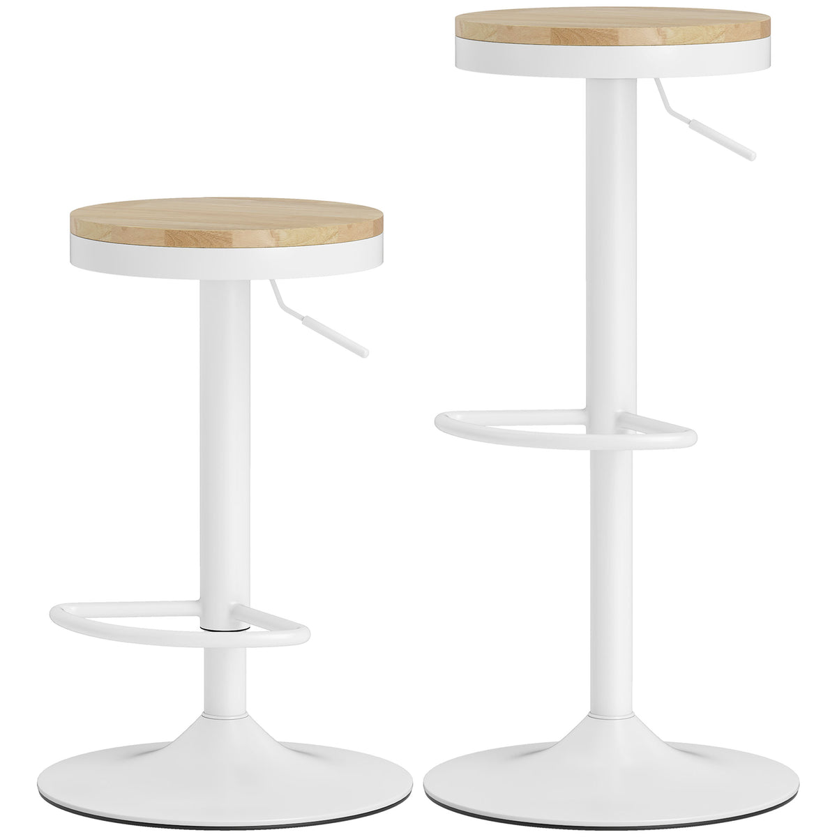 Adjustable Swivel Bar Stools Wood Set of 2
