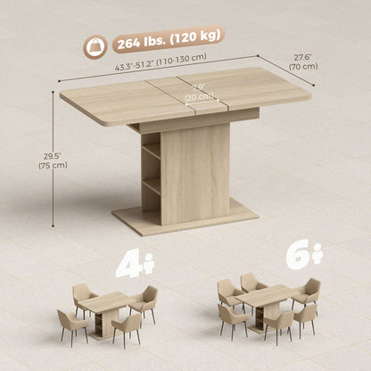 Mesa de comedor extensible con estantes integrados