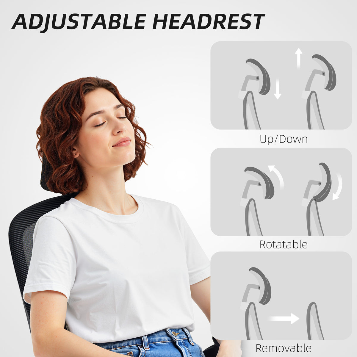 Ergonomic office chair high back rotatable headrest