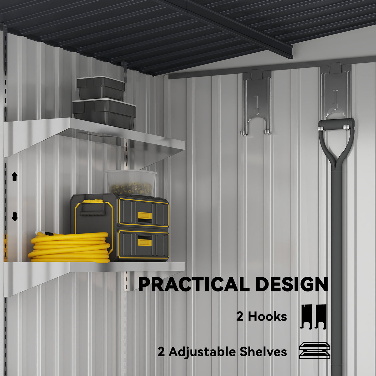 Galvanised Steel Lean-To Garden Storage Shed