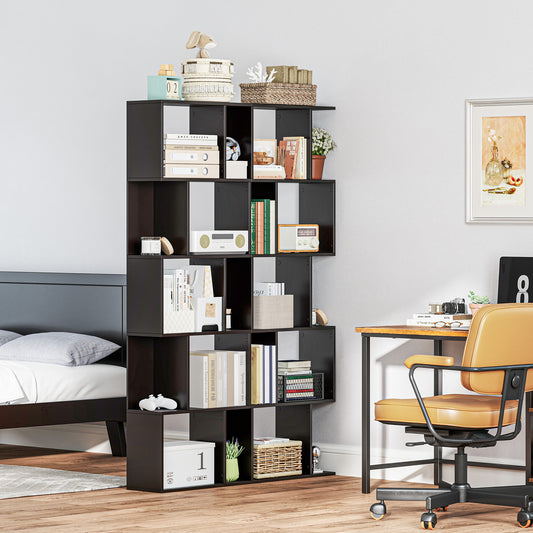 5-Tier S-Shaped Geometric Bookshelf