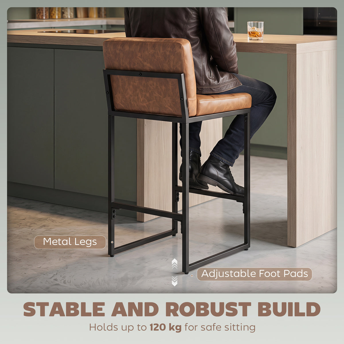Retro Padded Bar Stools Set of 2