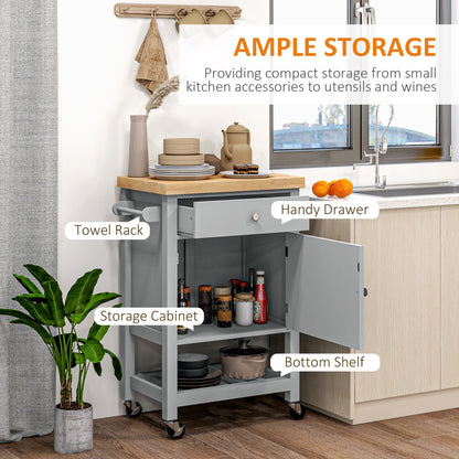 Rolling kitchen island wood cart