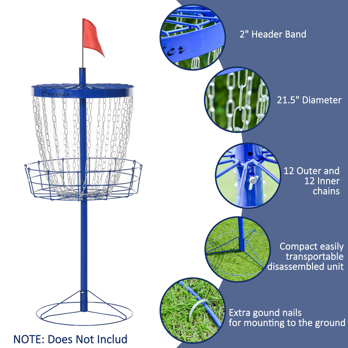 Portable Disc Golf Basket 24-Chain with Carry Bag