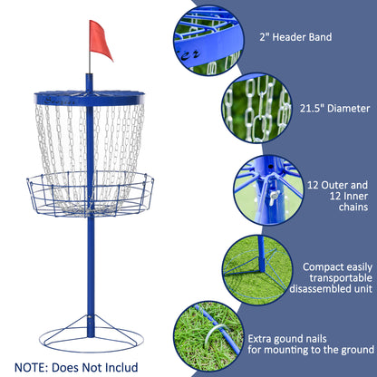Portable Disc Golf Basket 24-Chain with Carry Bag