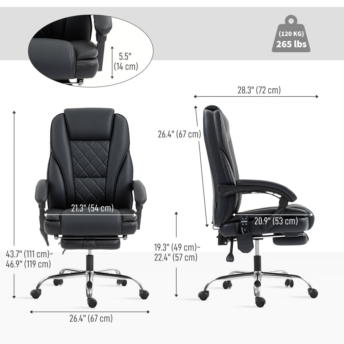 Silla de oficina ergonómica reclinable de masaje