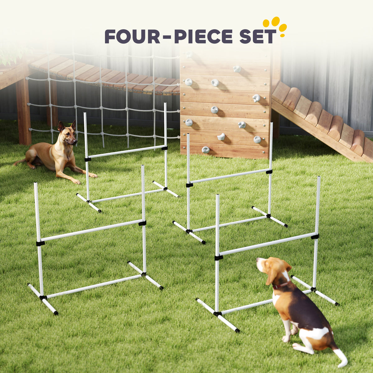 Juego de 4 vallas de agilidad ajustables para perros