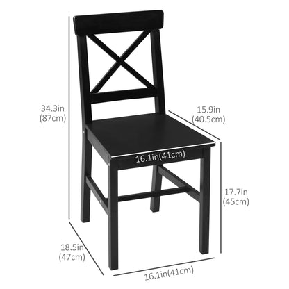 Set of 2 Wooden Dining Chairs Solid Cross Back