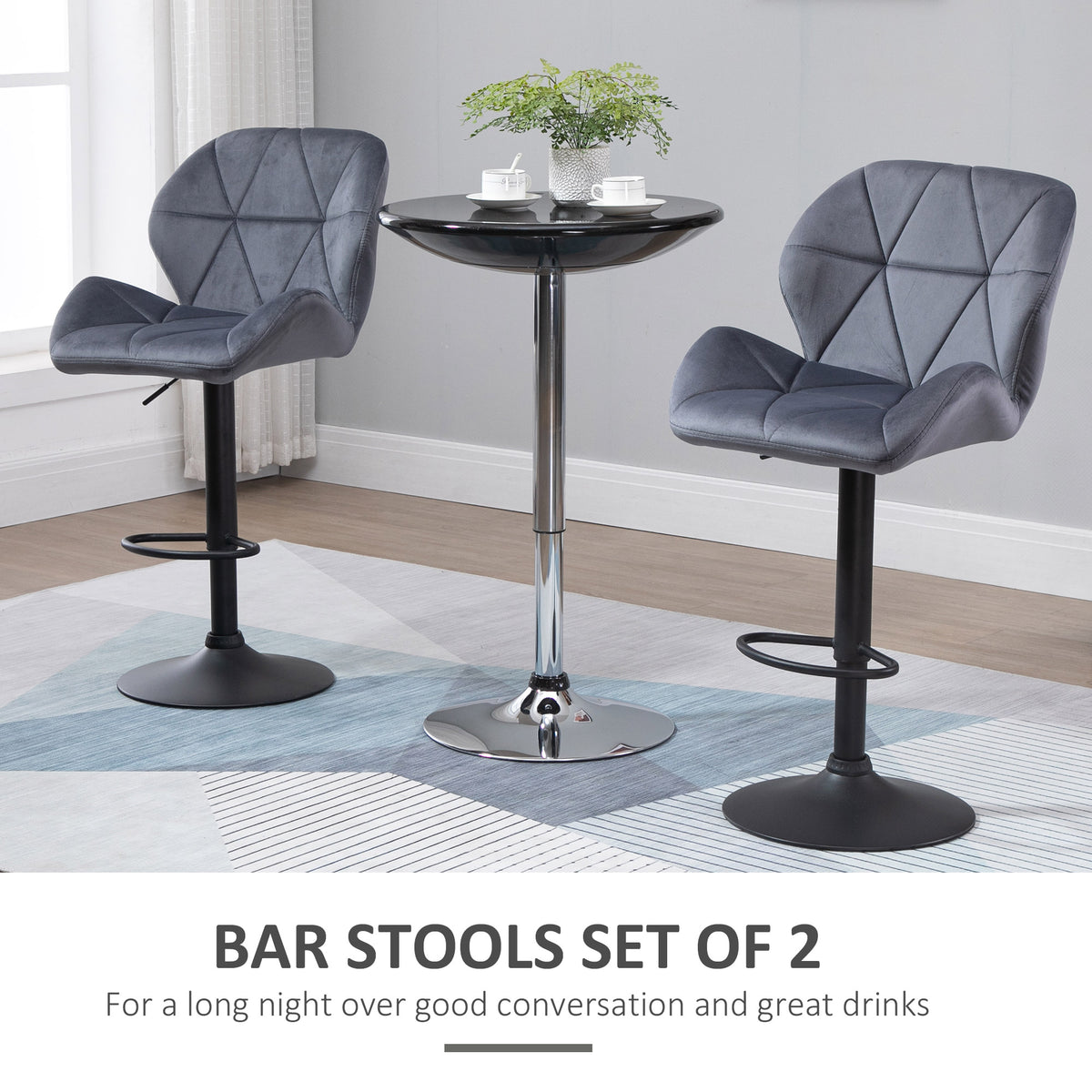 Bar stools adjustable fabric set of 2