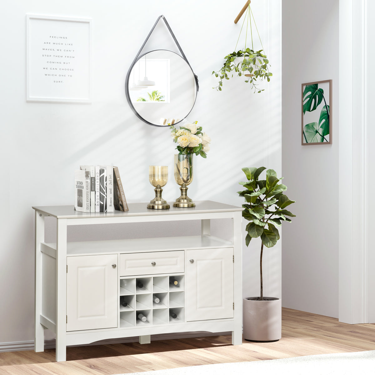 Modern kitchen buffet cabinet with wine rack