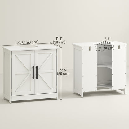 Farmhouse Pedestal Sink Storage Cabinet Barn Doors