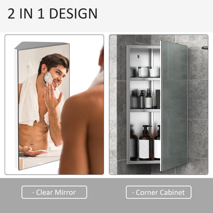 Wall mounted stainless steel bathroom corner mirror cabinet