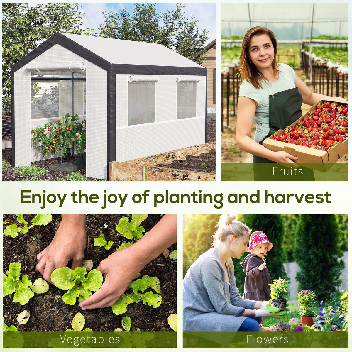 2x3m Heavy Duty Walk-in Greenhouse with Steel Frame