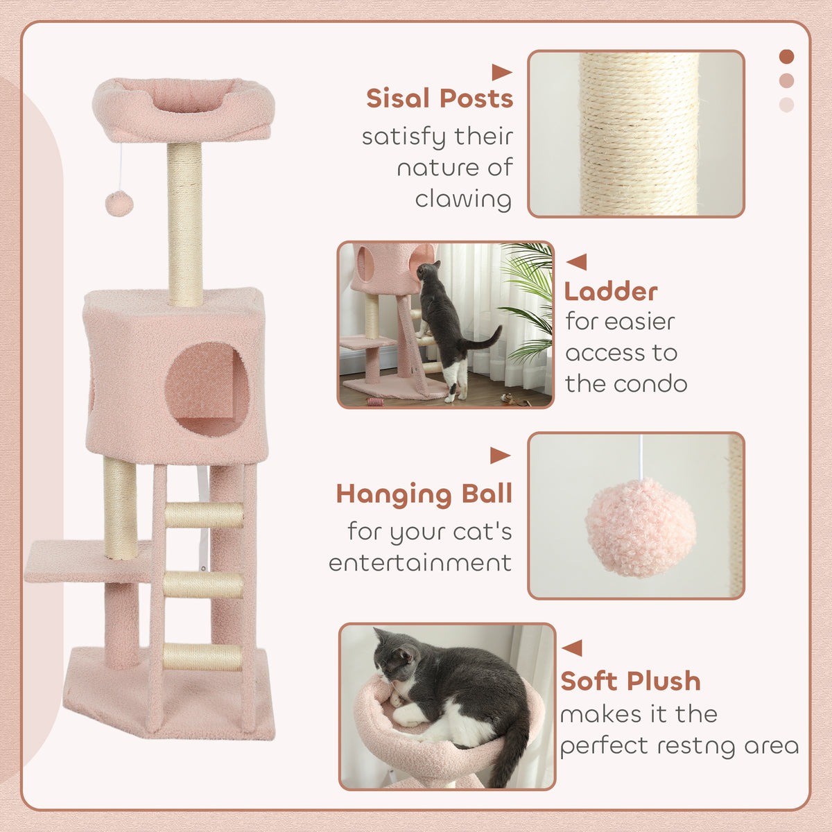 Árbol para gatos de varios niveles con caseta y rascadores de sisal