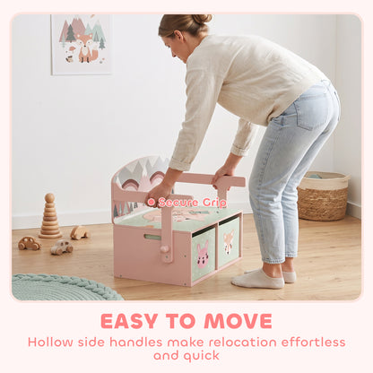 3-in-1 convertible wooden toy storage chest